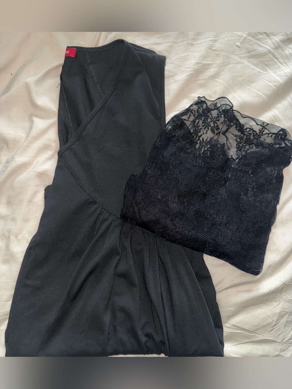 Amazon Black Mini Dress with Lace Bandeau